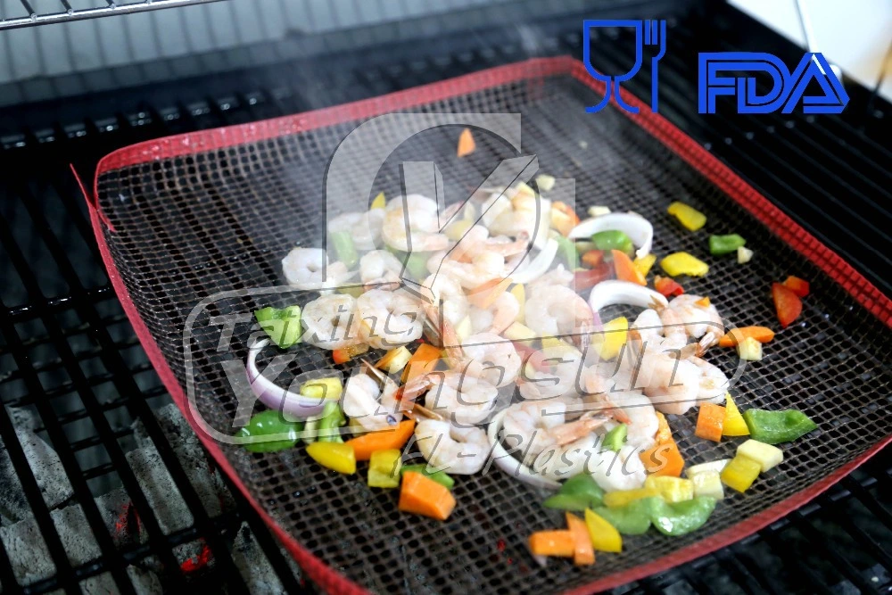 Customized Size Non-Stick High Temperature Resist PTFE Coated BBQ Mesh Tray Crispy Oven Tray