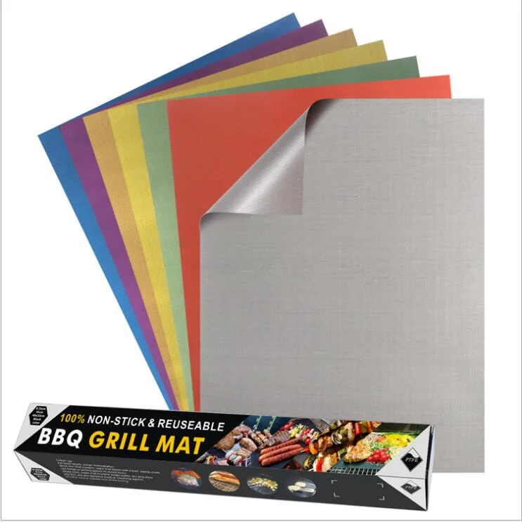 Reusable Colorful PTFE Coated Heat Resistant Non-Stick Fire Retardant BBQ Grill Mat