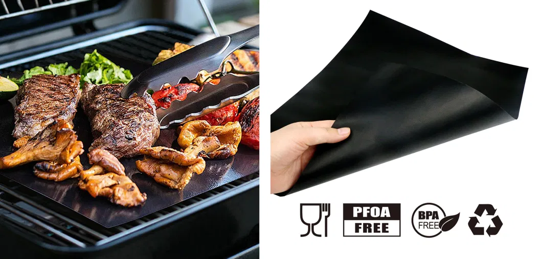 Food Grade High Temperature PTFE Fiberglass BBQ Grill Baking Mat with LFGB