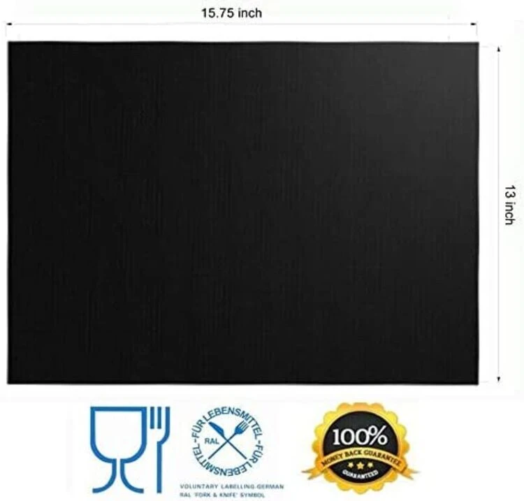 Reusble PTFE BBQ Grill Mat Black Non-Stick BBQ Cooking Mat Heat Resistant Oven Liner