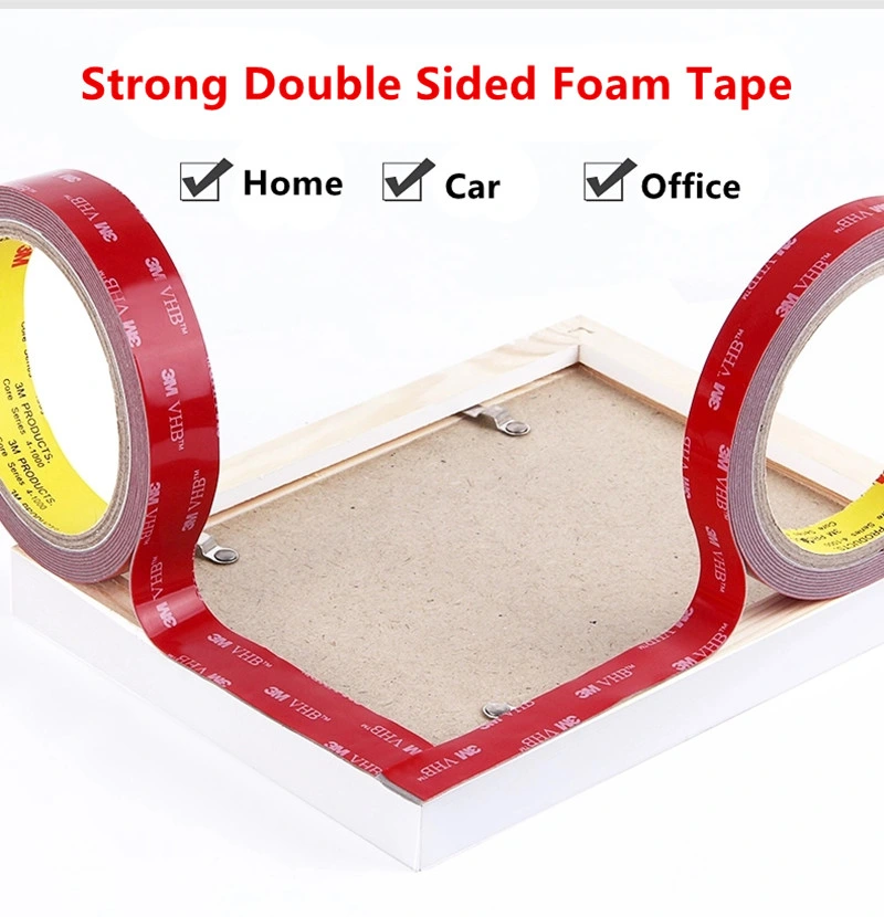 Custom Heat Resistant Double Sided High Adhesion Mounting Acrylic Foam Grey Tape with Red Liner Film