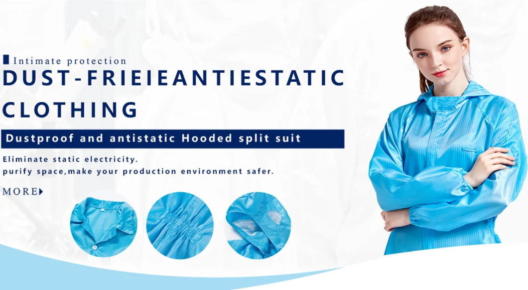 OEM Cleanroom Clothing Polyester Anti-Static ESD Working Clothes