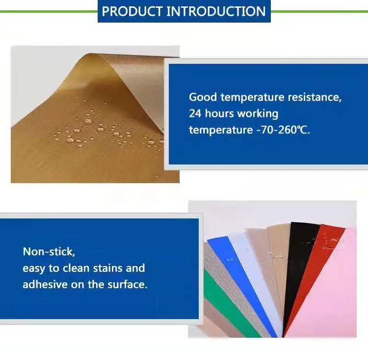 Colorful Non Stick Non Toxic Corrosion Resistance High Temperature PTFE Coated Glass Fiber Fabric Cloth
