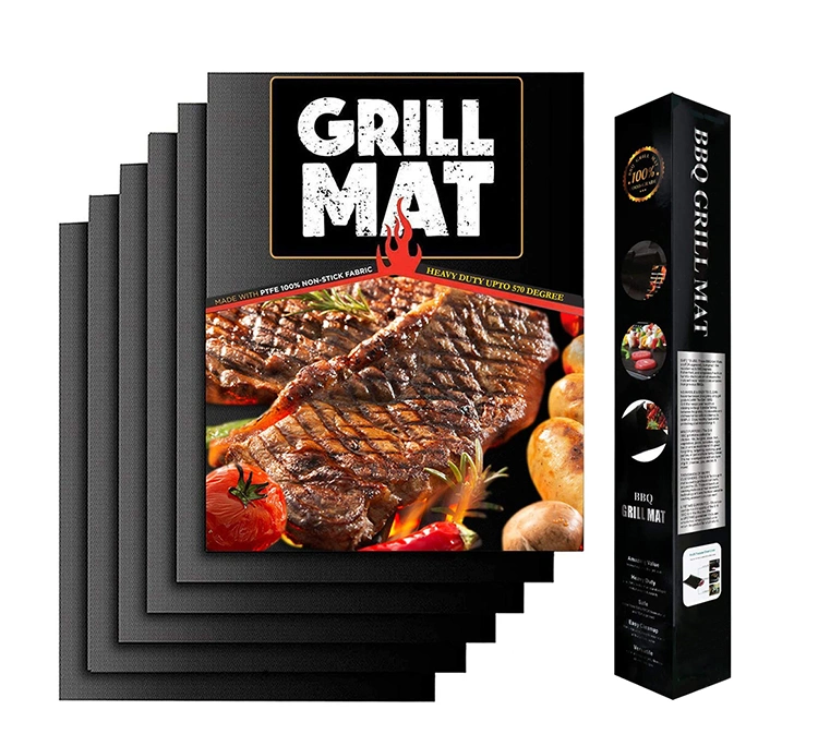 Environmentally Friendly Reusable Non-Stick Heat Resistant Black PTFE BBQ Grill Mat