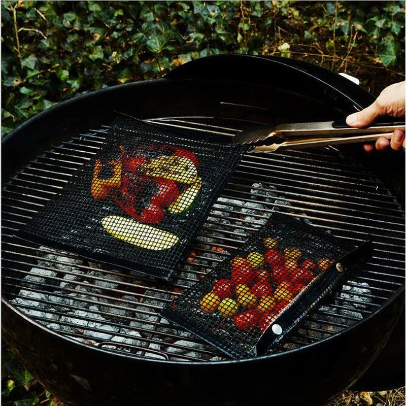 Non-Stick Mesh Grilling Bag Heat-Resistant Reusable BBQ Oven Grill Mesh Clean Grilling Baking Bag Bl15645