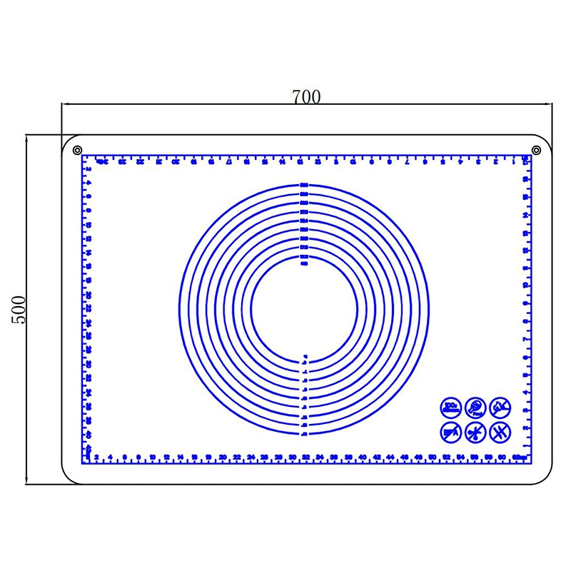 China Larger Thicken Multi Purpose Silicon Dough Rolling Mat Heat Resistannt Silicone Baking Mat for Making Cookie Marcaro