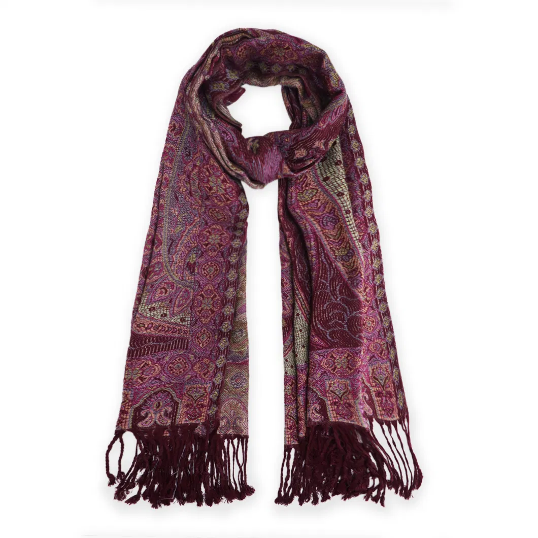 Spring Paisley Shawl Fashion Purple Red Jacquard Wraps Soft Ladies Paisley Scarf