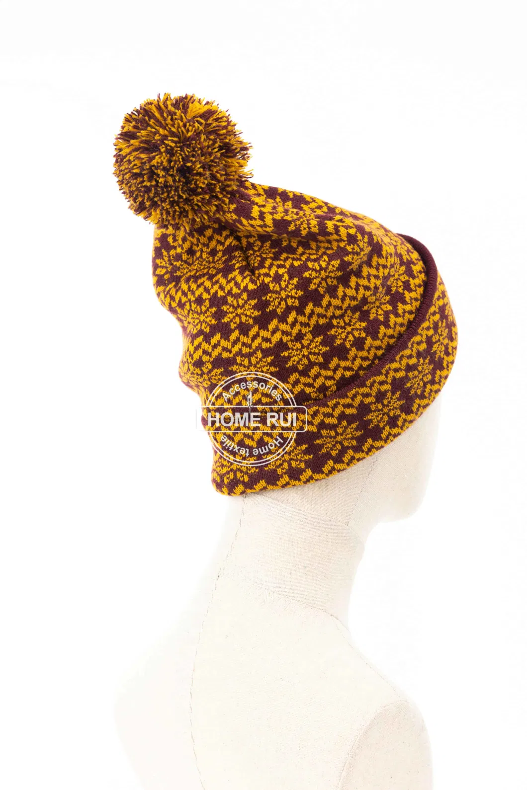 Outdoor Lady Girls POM Snowboard Casual Floppy Slouchy Snow Christmas Textured Mustard Cap Beanie