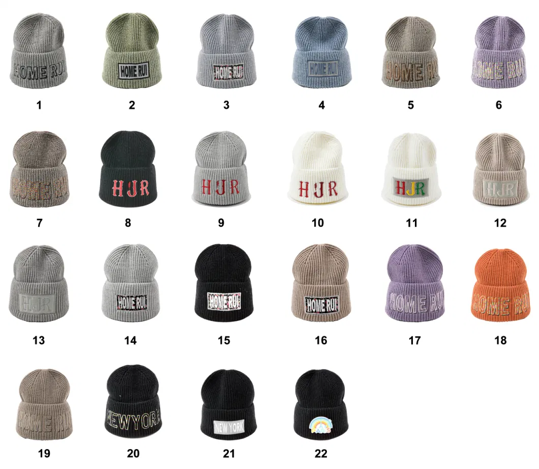 Custom Embroidery Logo Beanie Knit Hats Chunky Warm Thick Ribbed High Quality Skully Designer Ribbed for Winter Ski