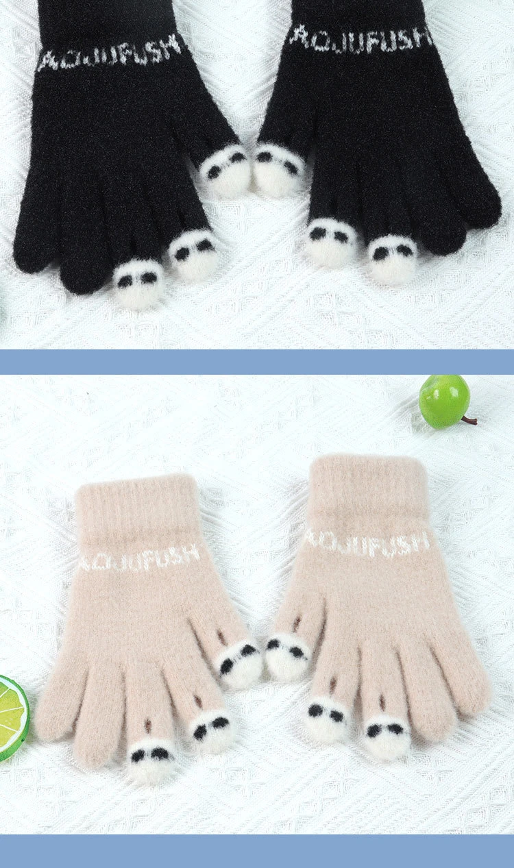 Winter Touch Screen Glove Unisex Knit Plush Mitten Full Finger Thick Glove