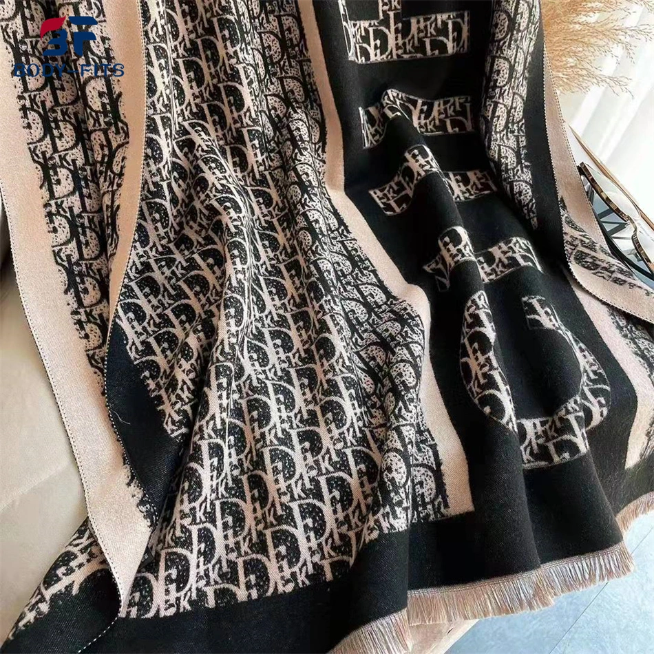 Brand Luxury Dd Print Jacquard Cashmere Warm Thick Shawls Scarfs