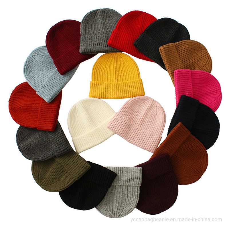 Wholesale Custom Recycle Acrylic Wool Plain Warm Winter Football Knit Hat Beanie