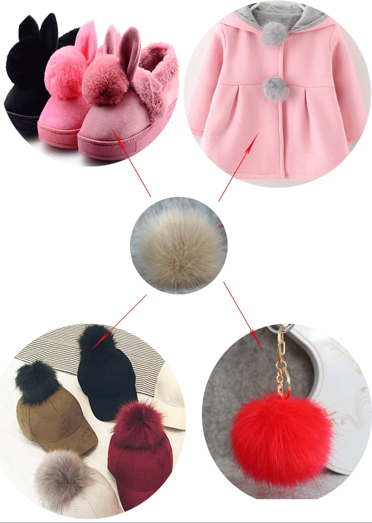 Wholesale Colorful Rabbit Fur Pompom 4-5cm Fox Fur Ball POM POM for Women Winter Hat and Cap