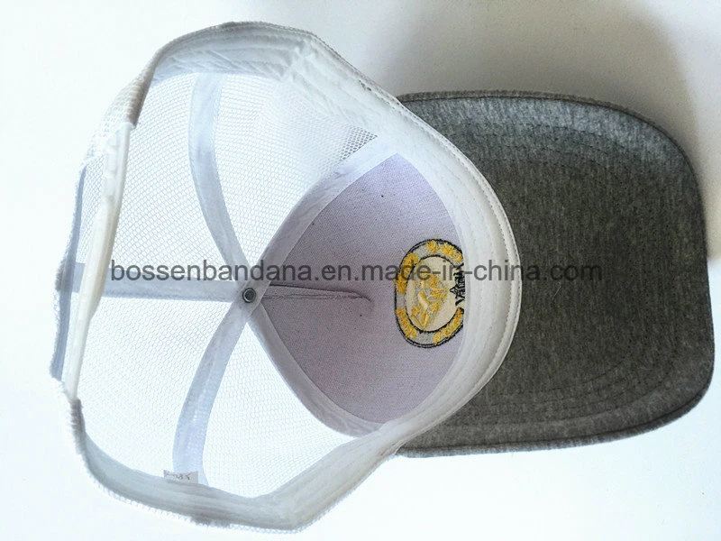 OEM Customized Logo Embroidered Cotton Grey Jersey Baseball Cap Hat with Mesh