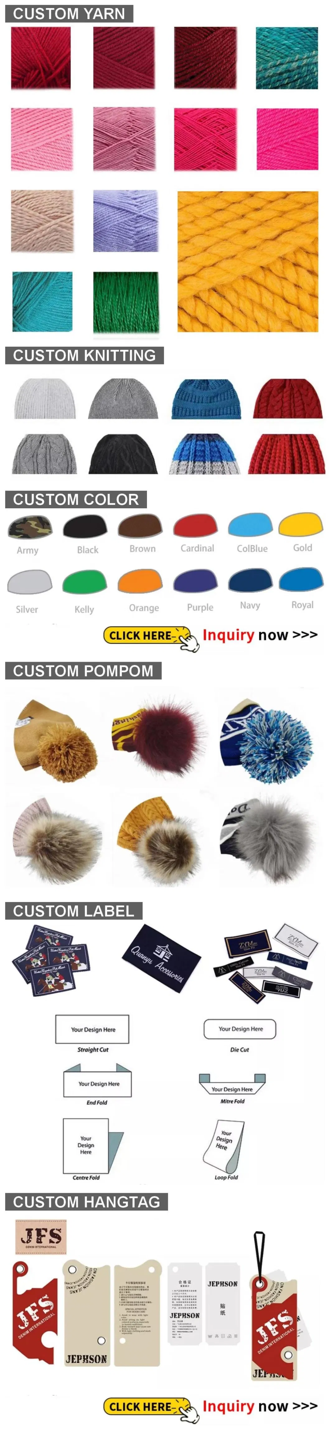 High Quality Promotional Acrylic Jacquard Embroidery Logo POM POM Beanie