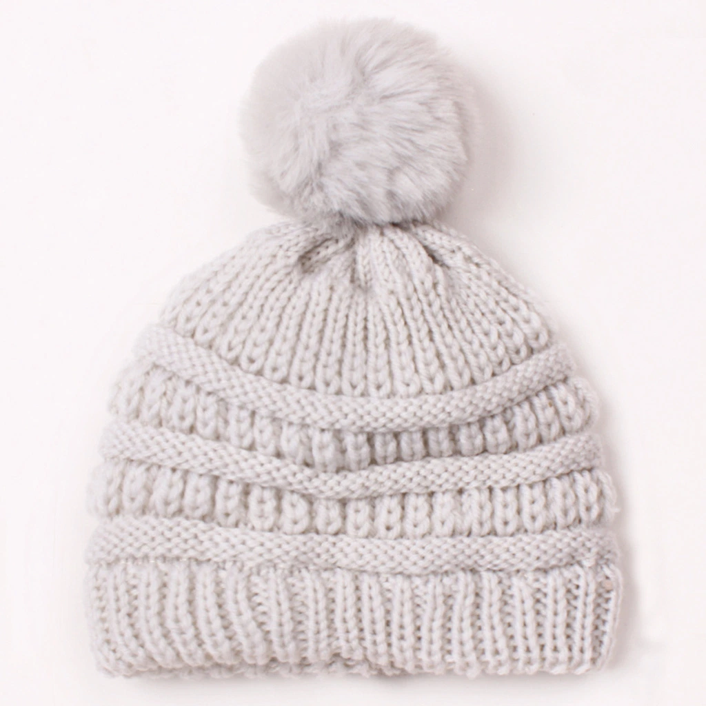 New Baby Wild Children&prime;s Ball Warm Wool Hats Hair Scarf Hair Ornament Decoration Warm Cute Knitted Hat