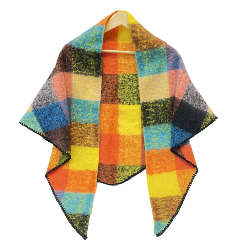 Warm Thickened Round Mohair Triangle Scarf /Shawl