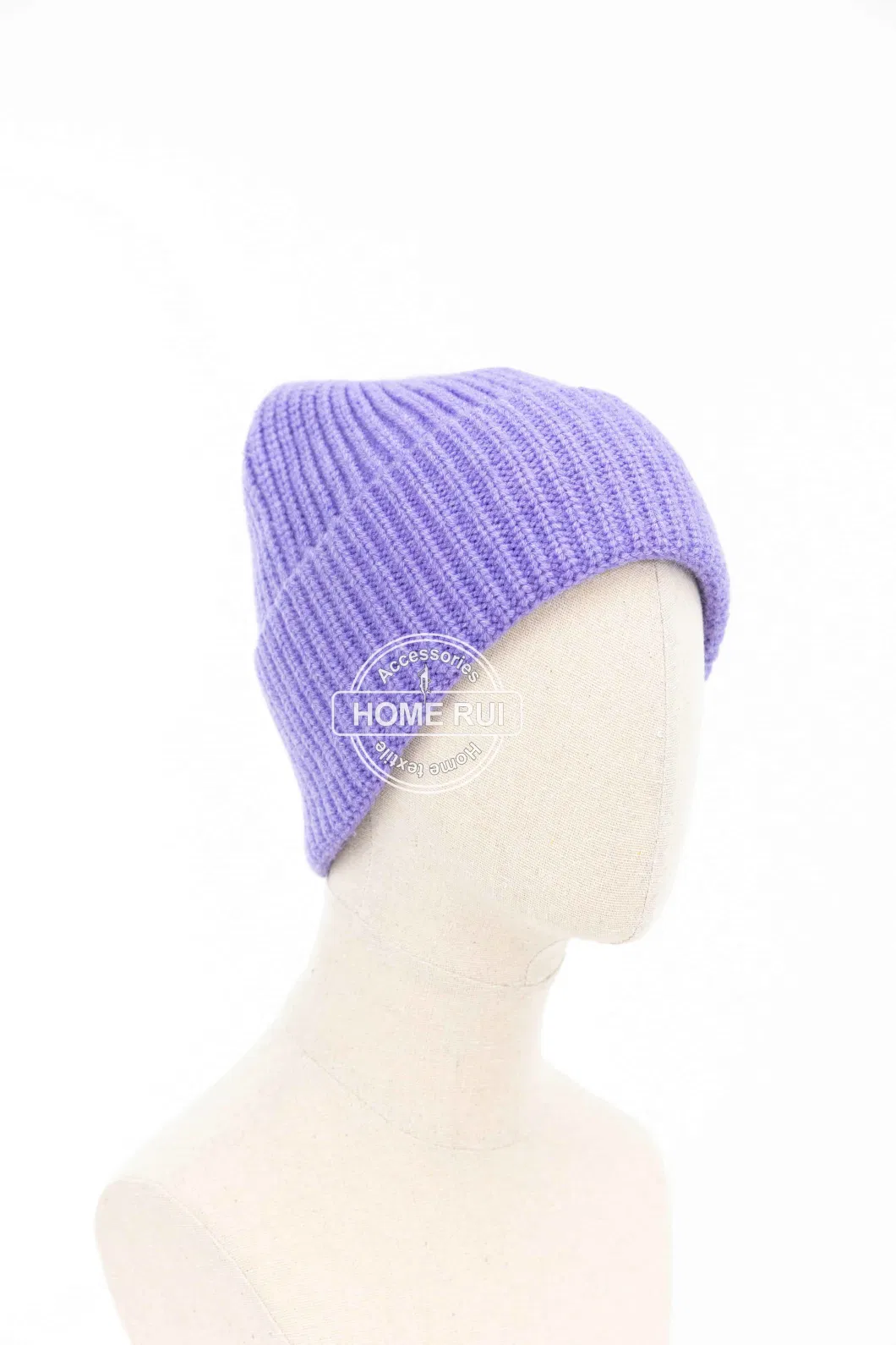 Basic Purple Solid Winter Trawler Slouchy Skull Ski Snowboard Sports Unisex Soft Knitted Junior Cuffed Double Layer Fine Ribbed Bonnet Beanie