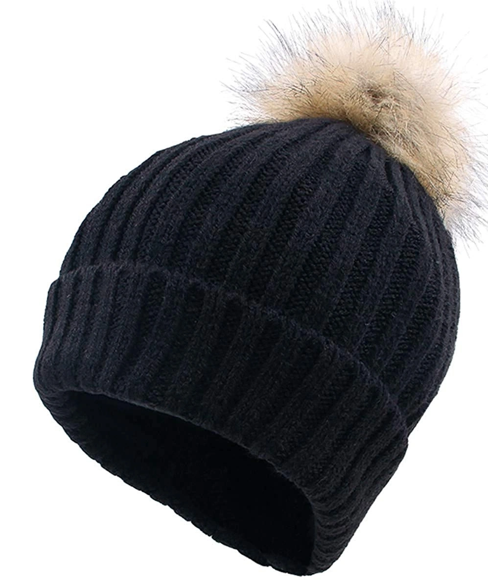 Acrylic Unisex Winter Warm Chunky Slouchy Comfortable Beanie Knit Hat Woman Sex with POM POM