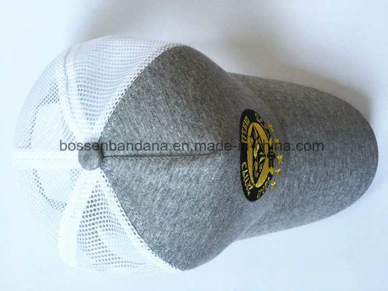 OEM Customized Logo Embroidered Cotton Grey Jersey Baseball Cap Hat with Mesh
