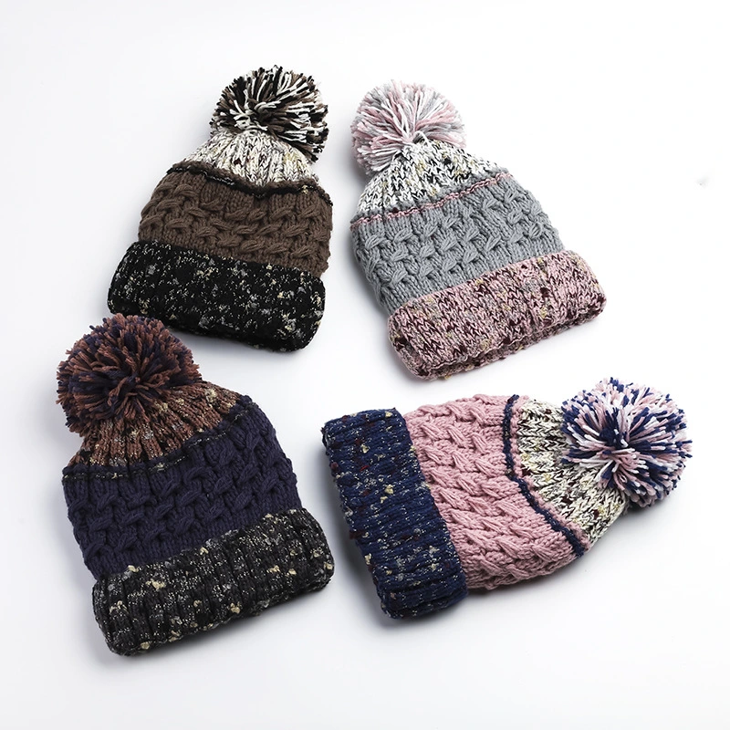 Fashion Ladies Warm Thick Headwear Plain Hat Simple Bobble Hat