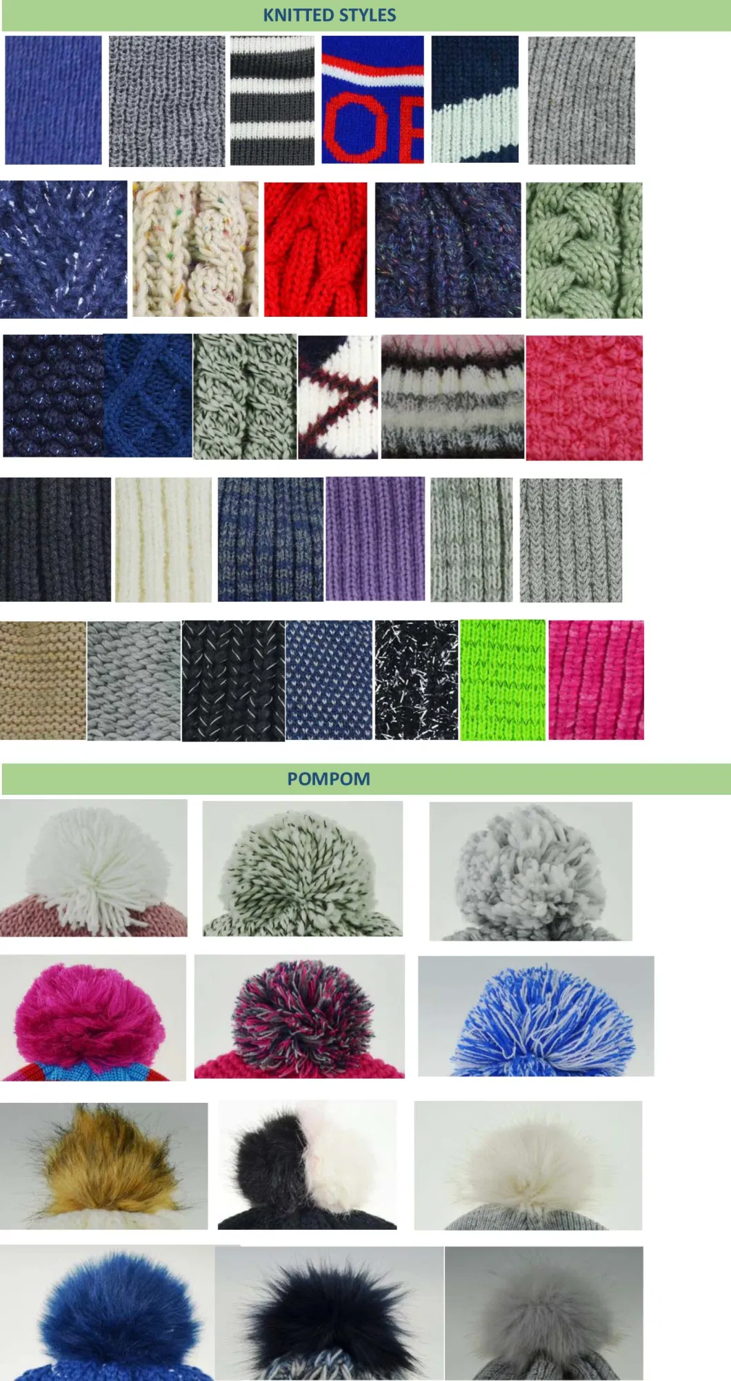 Colorful Points Acrylic Yarn Knitted Lady Winter Beanie Bobble Hat