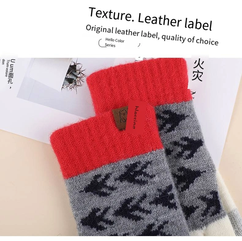 Classic Popular Cool Adults Men Women Fashion Thick Winter Warm Wool Heated Knitted Riding Bicycle Sports Touch Screen Custom Jacquard Knitting Gloves