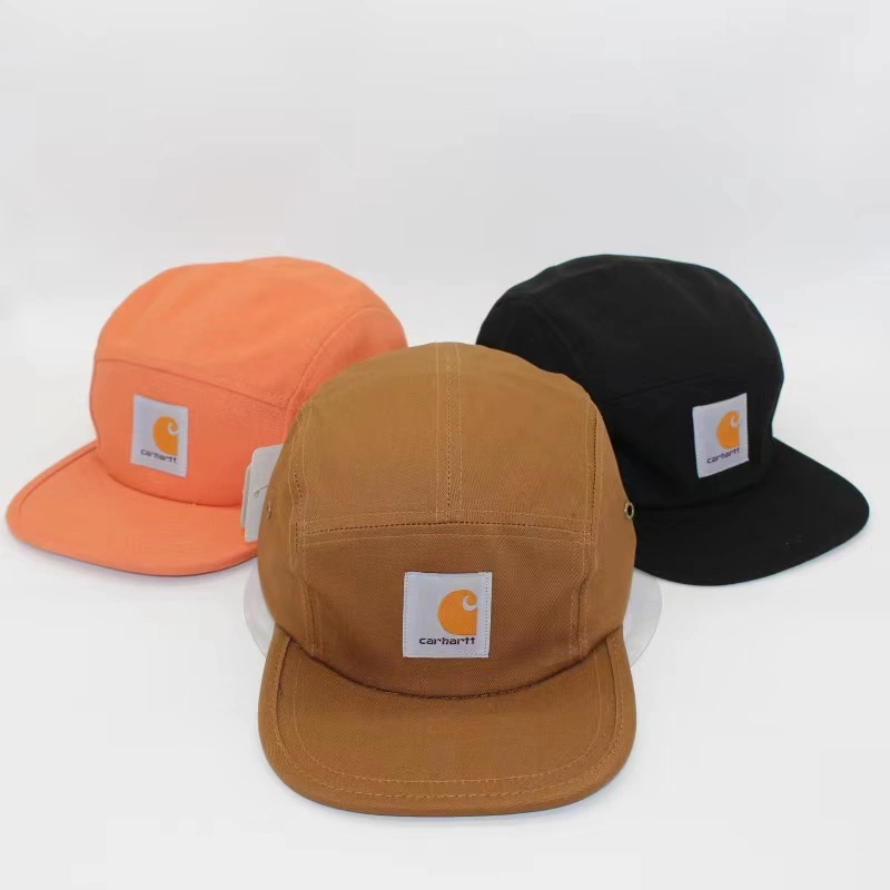 Wholesale Unstructured Flat Brim Anti Solid Color Hat Custom Logo Camping Hat 5 Panel Hats