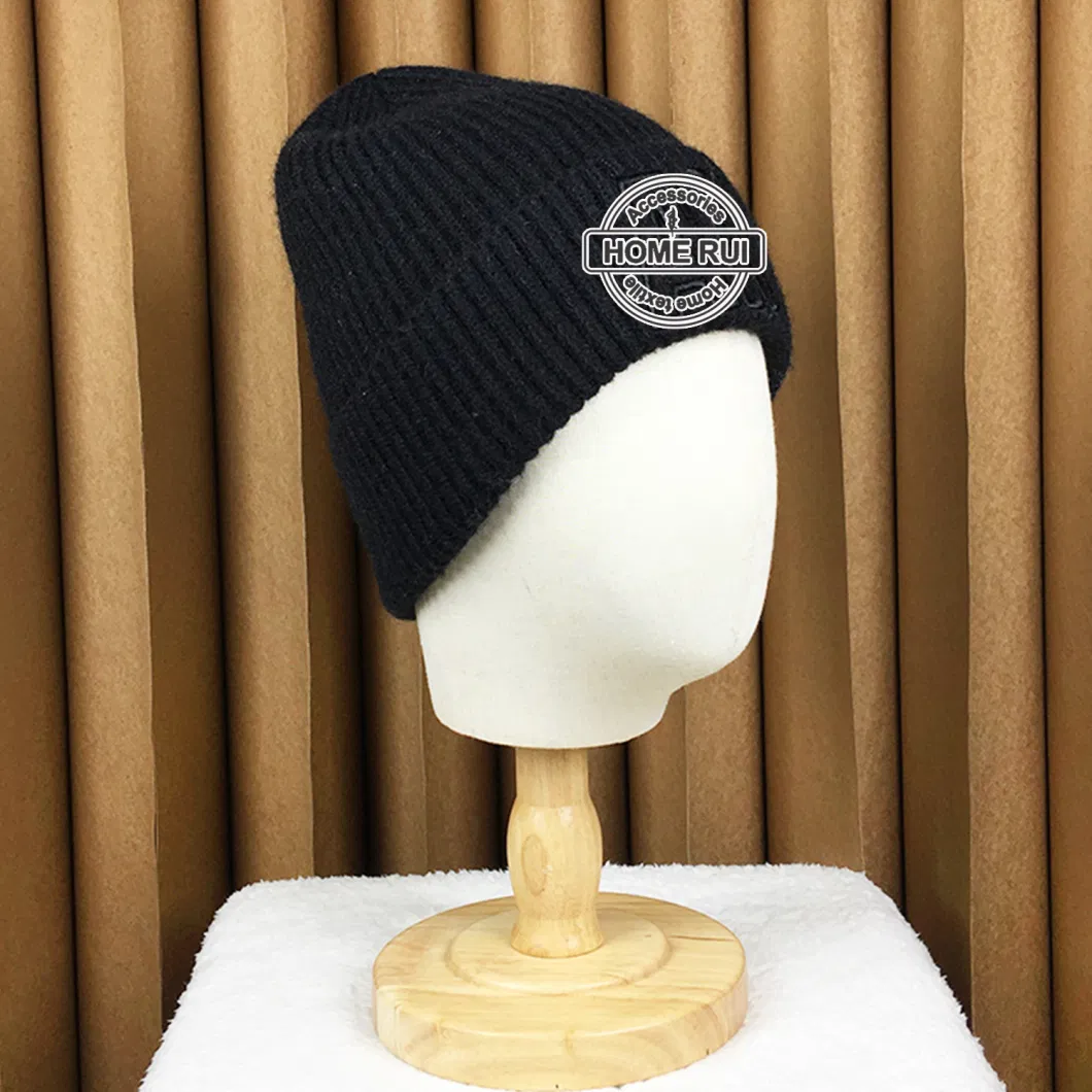 Custom Logo Winter Beanies for Unisex Men Women Outdoor Sports Black Knitted Hats Character Embroidered Patch Chunky Knit Warm Caps