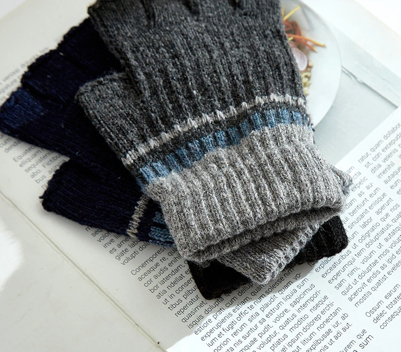 Half-Finger Winter Warmth Thickening Knitted Wool Students Writing Cycling Gloves