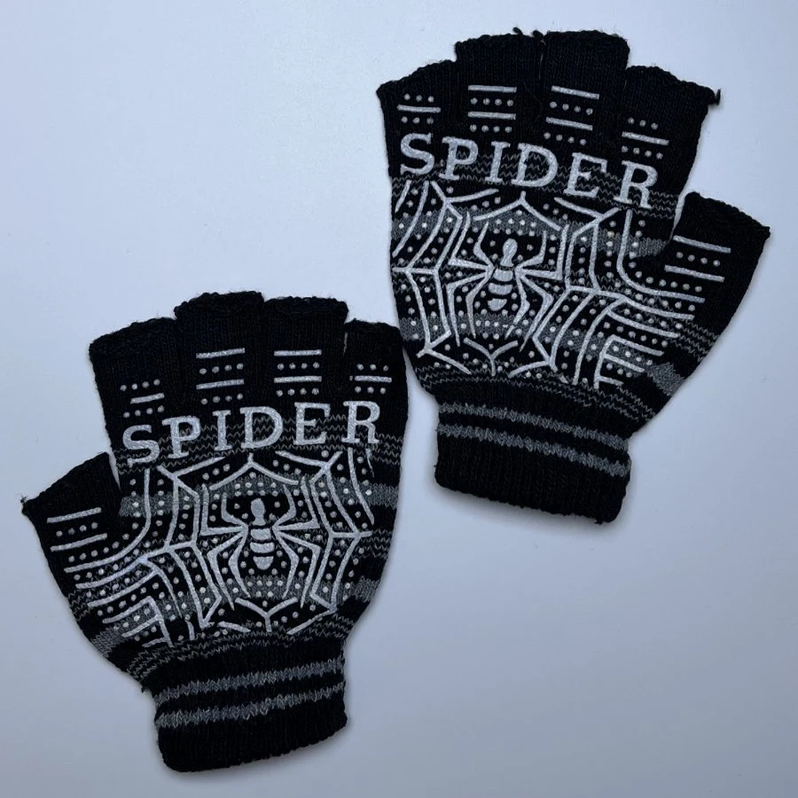 Fingerless Spider Print Anti Slip Half Finger Winter Magic Gloves Knit Cheap Factory Wholesale