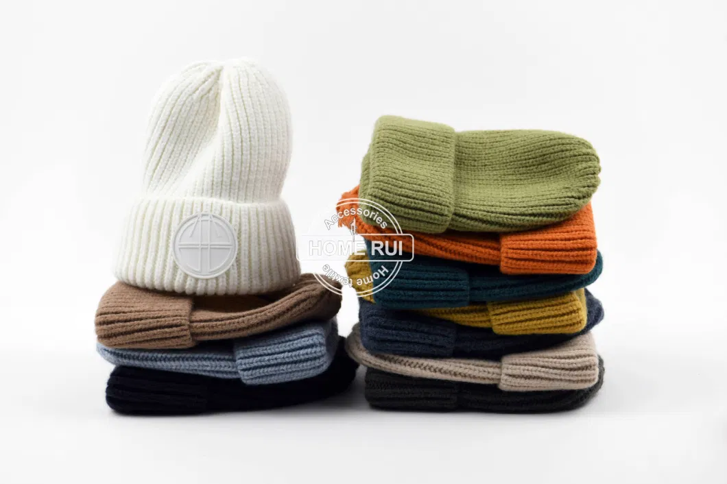 Beanie Hats Custom Embroidery Logo Designer Color Unisex Fisherman Chunky Thick Warm Winter Knitted Toque Manufacturer