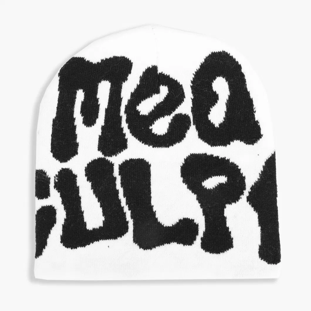 Wholesale Custom Embroidery Logo Slouchy Jacquard Gorras Winter Knitted Hats Mea Beanie