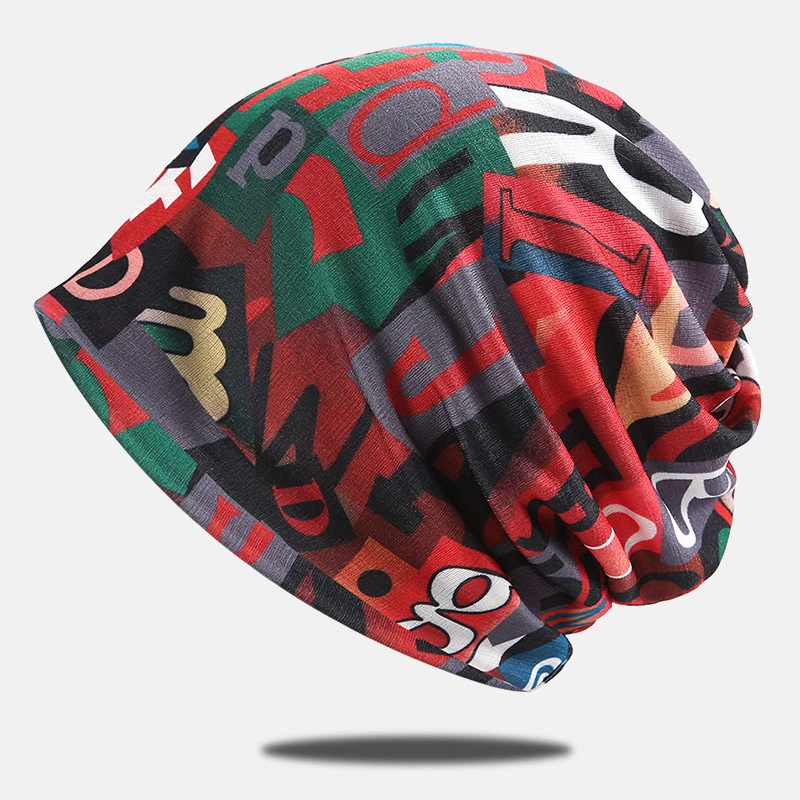 Hat Lady Spring and Autumn Thin Style Hollow Outdoor Cycling Scarf Hat Breathable Print Bib Dual Use Pile Pile Baotou Hat