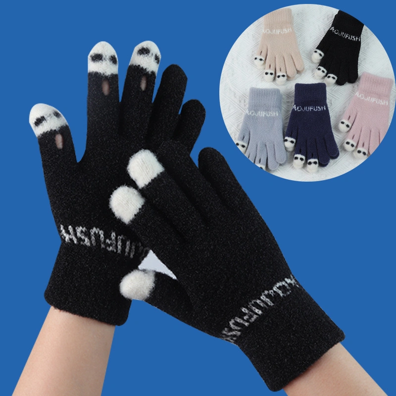 Winter Touch Screen Glove Unisex Knit Plush Mitten Full Finger Thick Glove