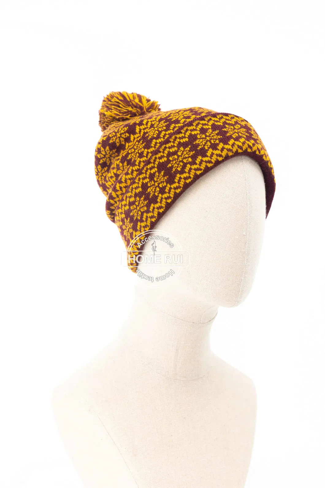 Outdoor Lady Girls POM Snowboard Casual Floppy Slouchy Snow Christmas Textured Mustard Cap Beanie