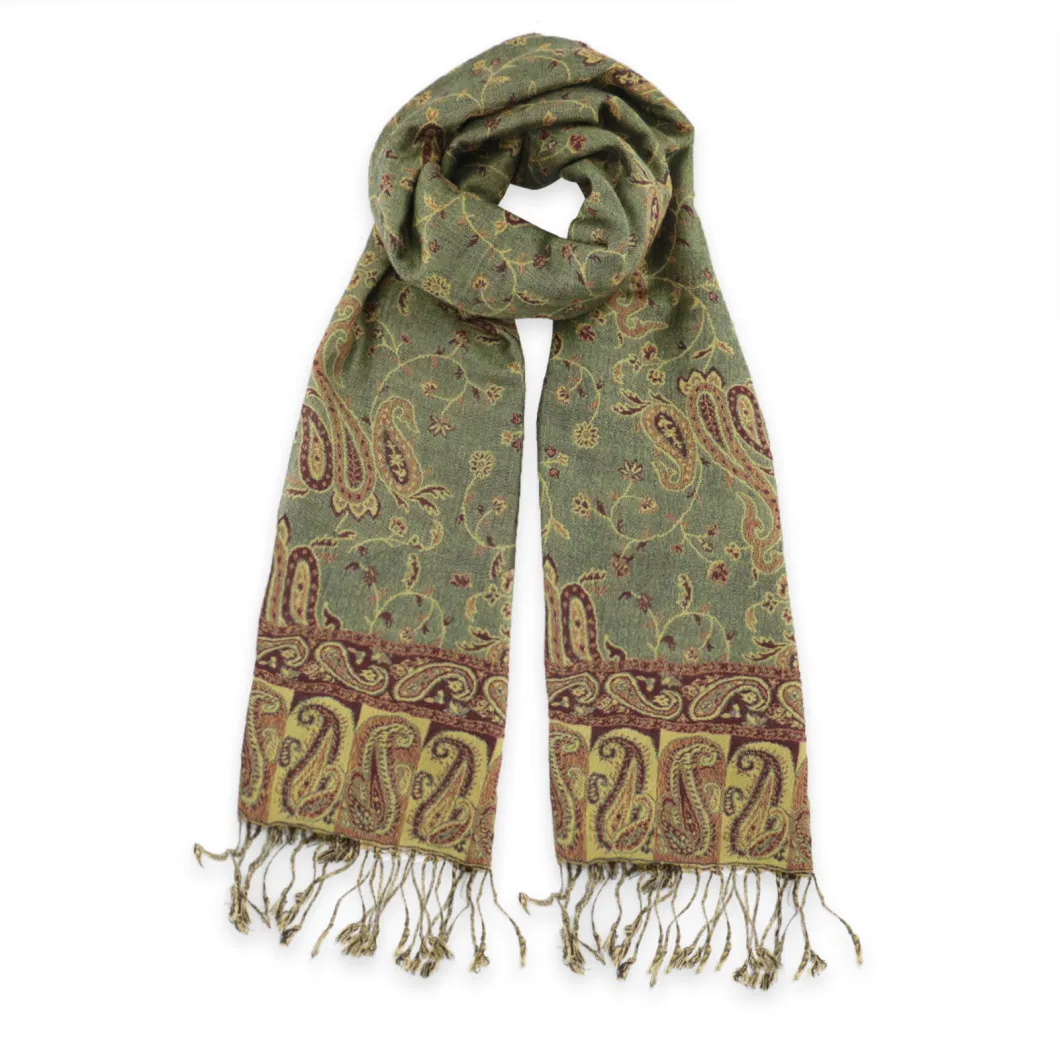 Vintage Red Coffee Paisley Printed Shawl Autumn Wraps Soft Scarf for Women