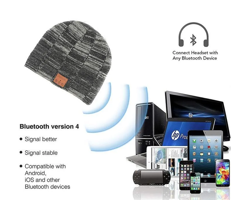 Wireless Earphone Musical Beanie Hat, Bluetooth Beanie for Mens Gifts, Unisex Men&prime; S Sports Hats &amp; Cap, for Outdoor Sports, Running, Skating