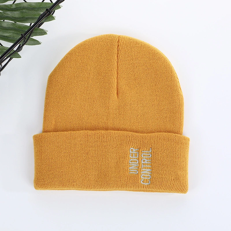 Wholesale 2022 Letter Embroidery Melon Skin Cap Cuffed Knitted Hat Men and Women Solid Color of The Acrylic Wool Hat Hip-Hop Beanie Hats