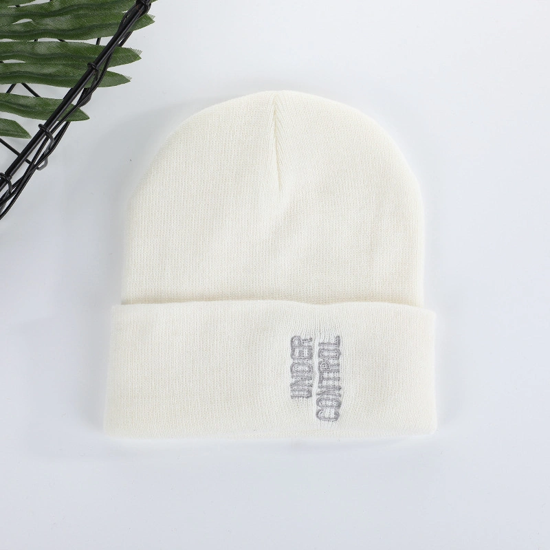 Wholesale 2022 Letter Embroidery Melon Skin Cap Cuffed Knitted Hat Men and Women Solid Color of The Acrylic Wool Hat Hip-Hop Beanie Hats