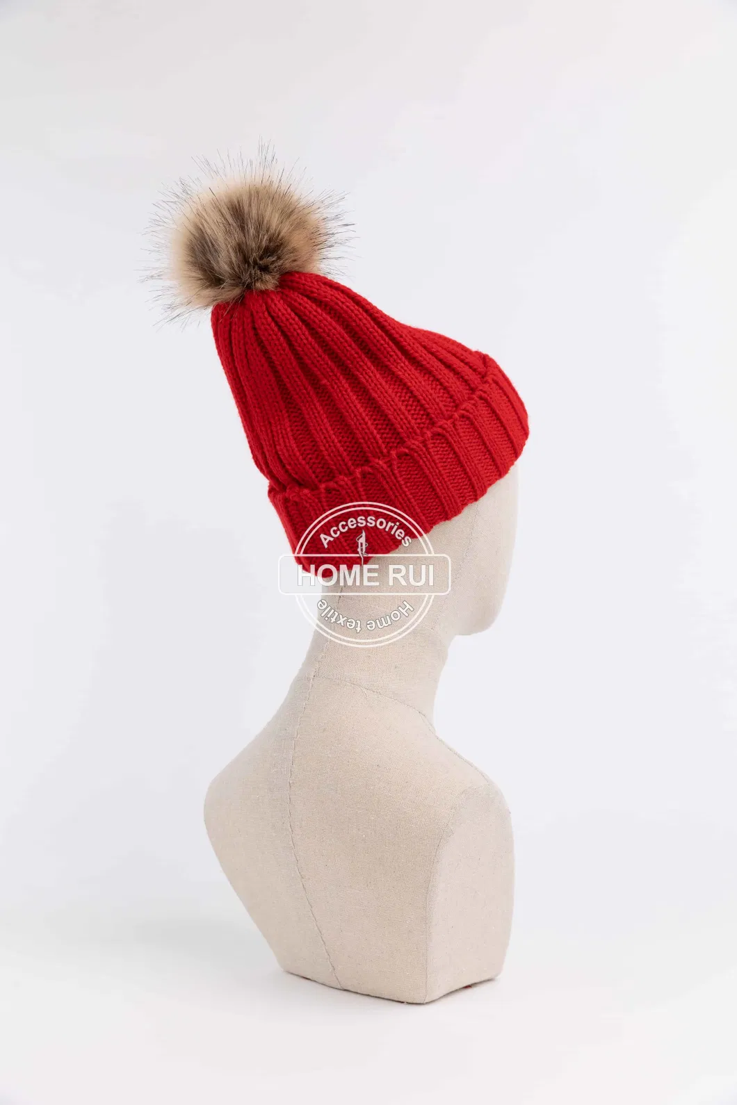 Low MOQ Soft Winter Red Christmas Blank Embroidery Acrylic Thermal Chunky Custom Logo Knitted Beanies Hats