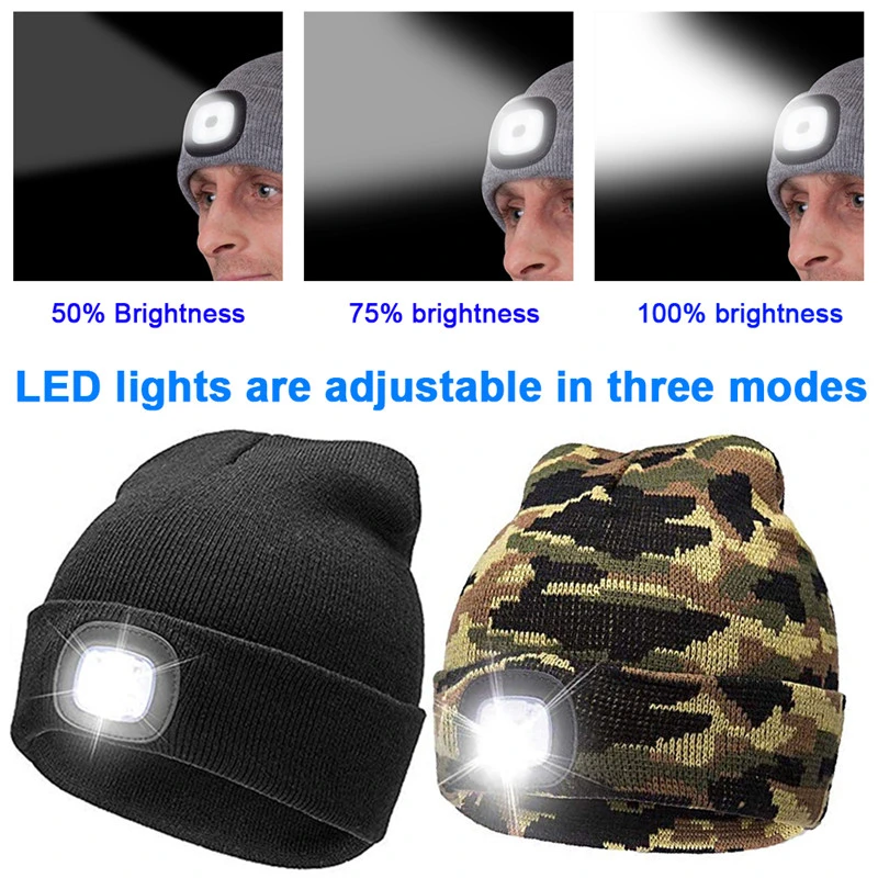 New LED Lighted Beanie Cap Hip Hop Men Women Knit Hat
