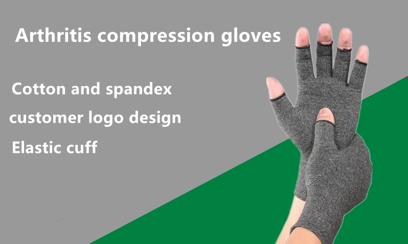 Fingerless Grey Heated Spandex Copper Pain Relieve Therapy Compression Arthritis Gloves