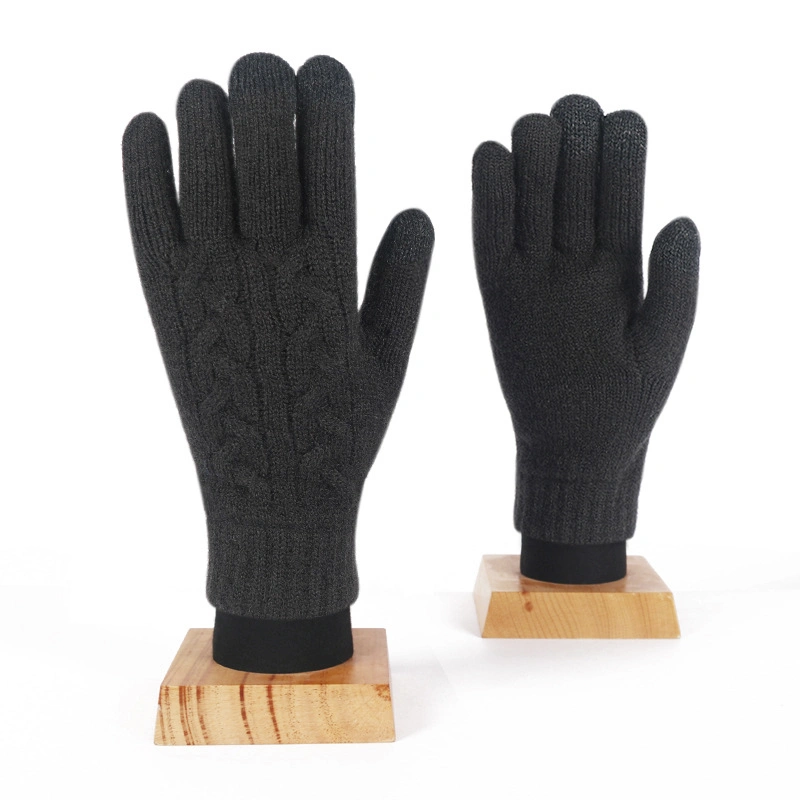 Women&prime; S Winter Warm Touch Screen Gloves Cable Knit Thermal Soft Fleece Gloves for Women