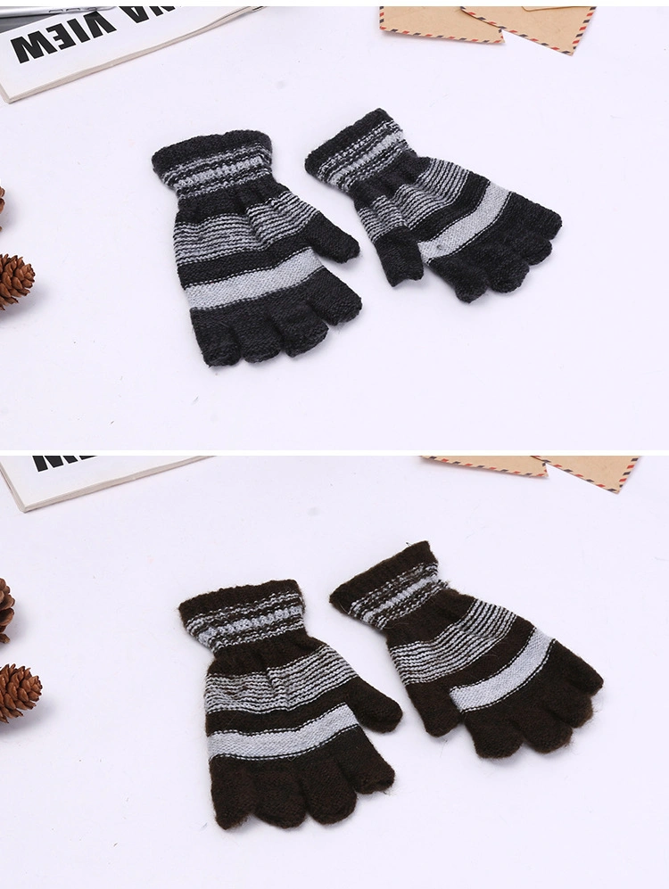 Cheap Mohair Wool Acrylic Brushed Half Finger Fingerless Magic Knit Gloves Plush