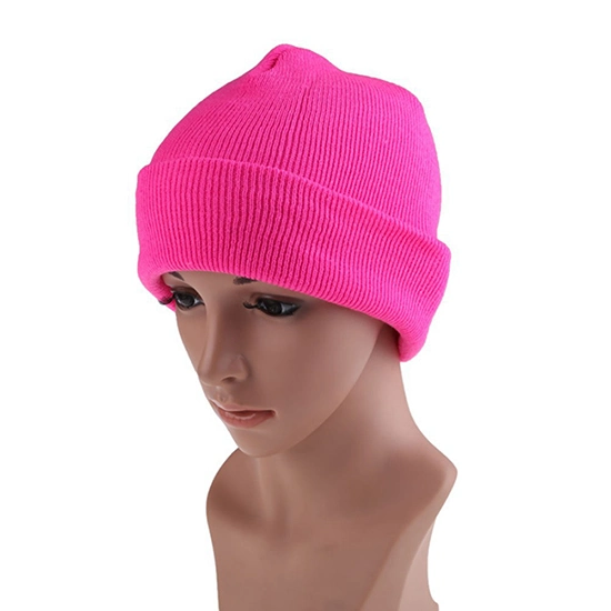 High Quality Winter Plain Dyed Custom Beanie Hat 100% Acrylic Warm Knitted Beanie Custom Logo