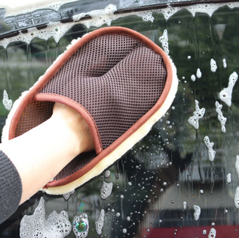Wool Car Wash Mitt, Short Pile Mitt Soft Smooth Scratch &amp; Lint Free Scrubber High Density Car Wash Detailing Mitt Wool Glove for Car Esg12940