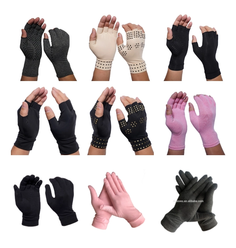 Copper Fiber Fingerless Anti Arthritis Gloves Compression