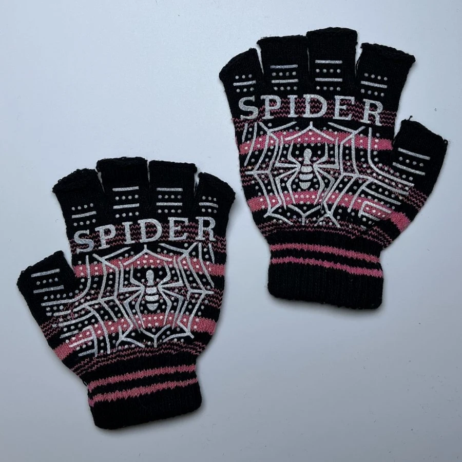 Fingerless Spider Print Anti Slip Half Finger Winter Magic Gloves Knit Cheap Factory Wholesale