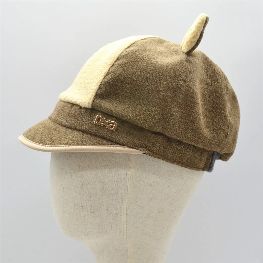 Cream-Colored Khaki Polar Fleece Autumn Warm Winter Khaki Average Size Lovely Alpaca Ear Cap Hat for Adults